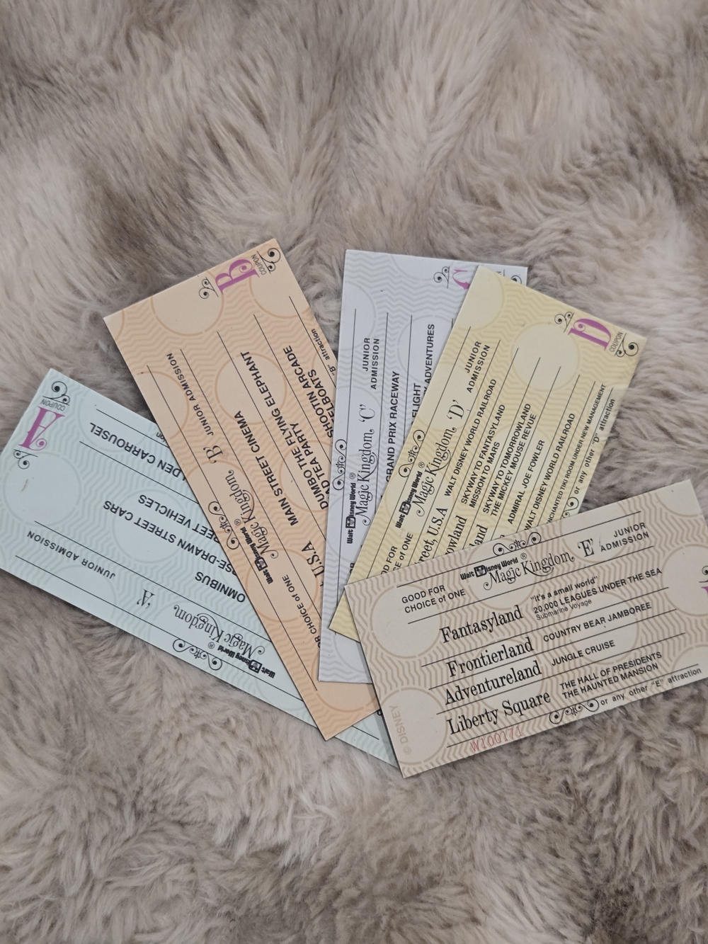 Vintage Disney World Ticket Magnet Set - Pastel Multi-Color